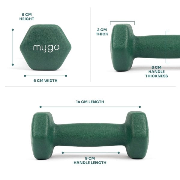 Myga Hex Dumbbell Pairs: 1kg to 10kg
