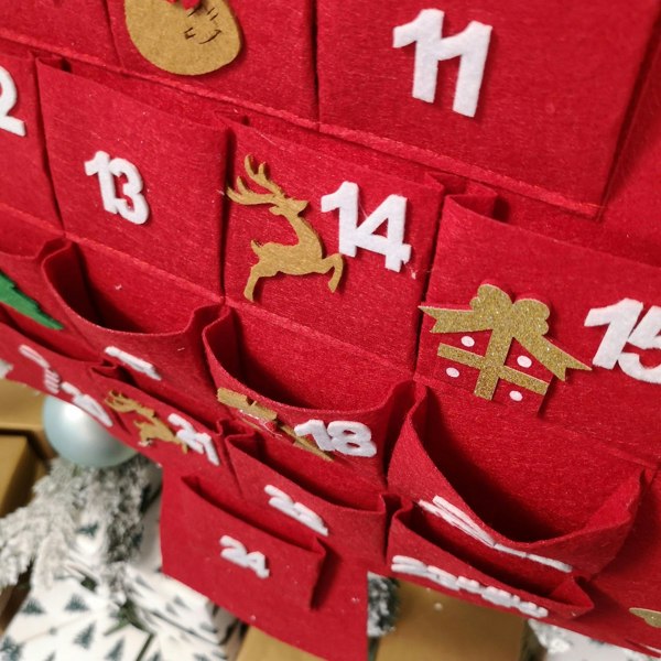 Samuel Alexander 90cm Fabric Tree Shape Advent Calendar Christmas Decoration in Red