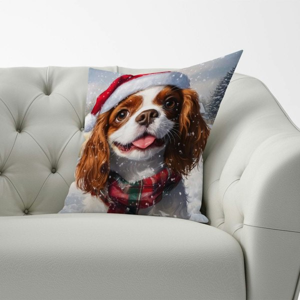 Warren Reed Snowy Christmas Cavalier King Charles Spaniel Cushion