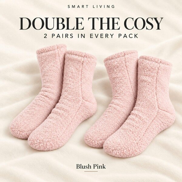 Smart Living 2 Pairs of Teddy Socks - Blush Pink