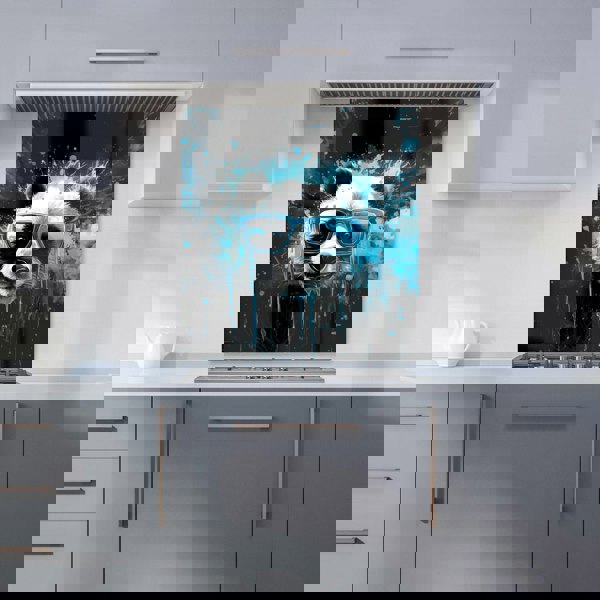 Warren Reed - Designer Blue Splashart Panda Face Kitchen Splashback