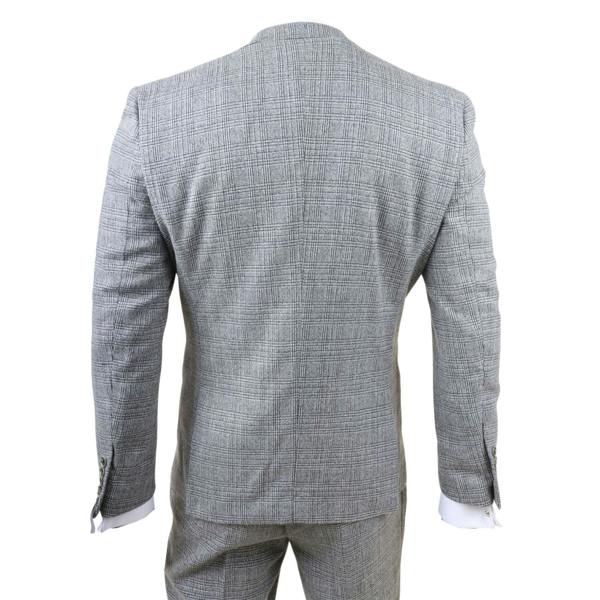 Infinity Leather Men's 3-Piece Grey Classic Check Suit Slim Fit Plaid Formal Party Suit