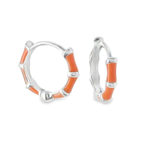 Reeves & Reeves Orange Bamboo Hoop Earrings