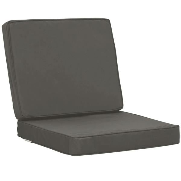 Dark gray outdoor seat and back cushion set with square back and padded seat