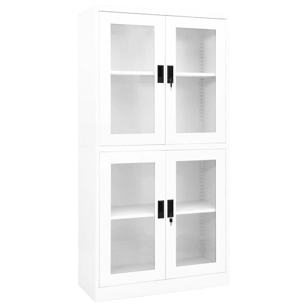Berkfield Office Cabinet White 90x40x180 cm Steel and Tempered Glass