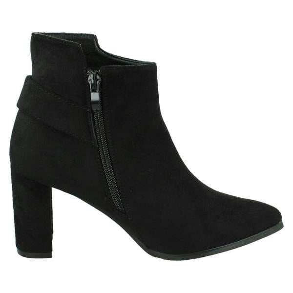 Spot On Ladies High Heel Ankle Boots with Inside Zip and Side Buckle F51205
