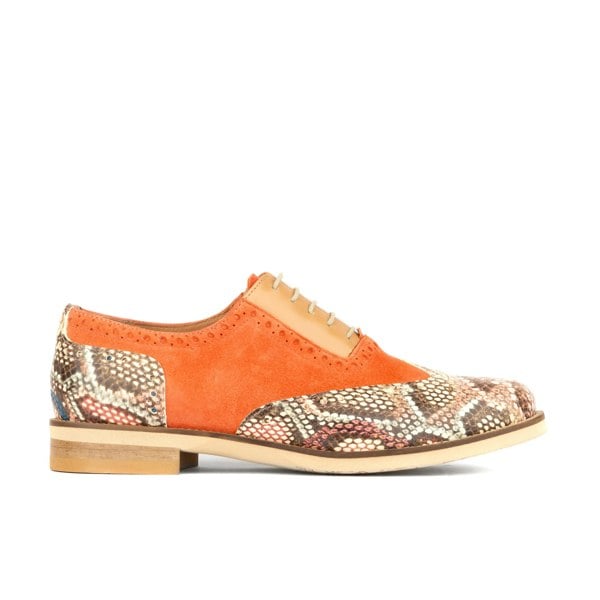 Embassy London Vivienne - Coral Snake - Women's oxford shoe with coral & snake effect leather combo