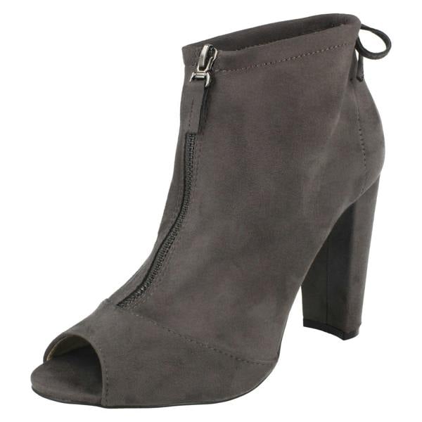 Spot On Ladies Spot On Peep Toe Ankle Boots