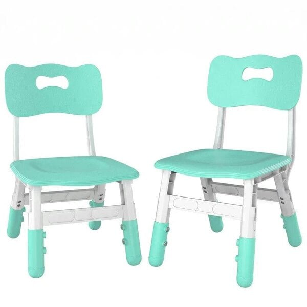 2 PCS Kids Desk Chairs, 3 Level Height Adjustable Children's Chairs with Backrest for 1.5-8 Years, Max Load 50KG, Green