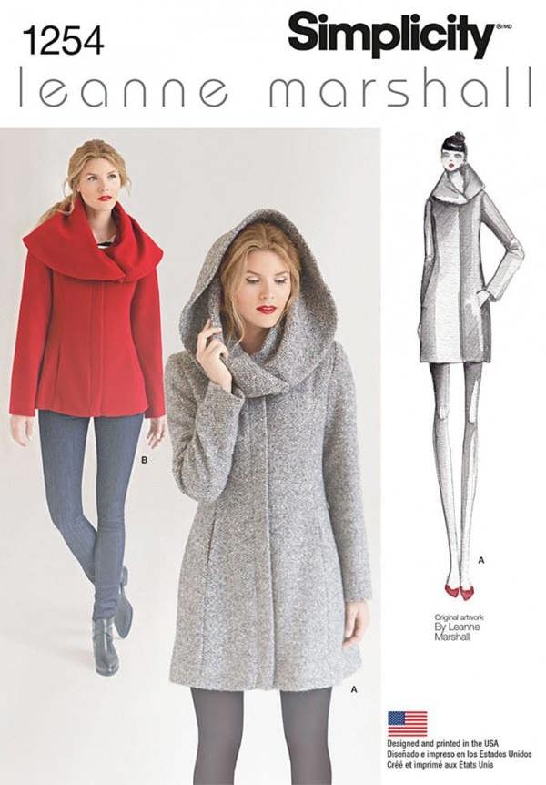 Simplicity Sewing Pattern 1254, Coats for Women, D5 (4-6-8-10-12) - Intermediate