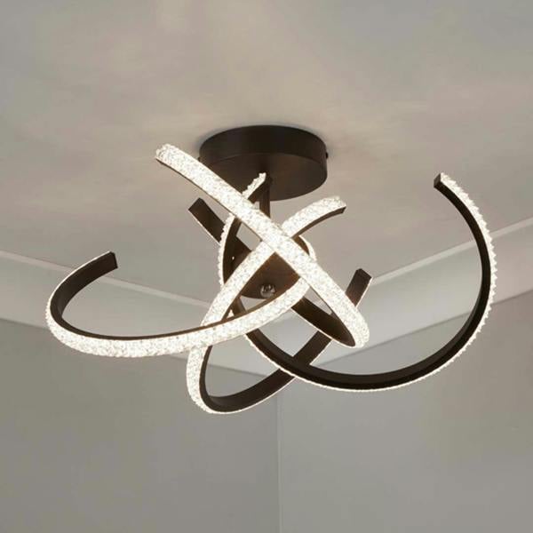 Pagazzi Lighting Wills Black LED Semi-Flush Ceiling Light