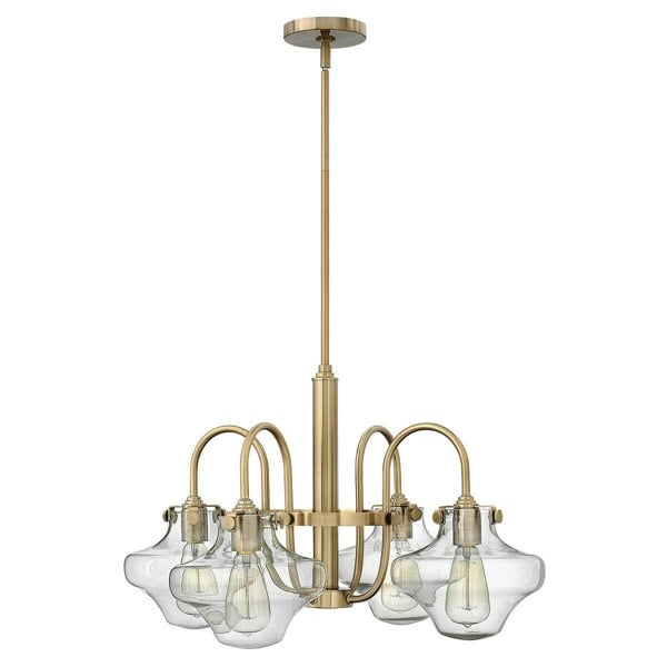 4 Bulb Chandelier Hanging Pendant LIght Brushed Caramel LED E27 100W Bulb Loops