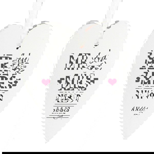 Personalised Memento Company Personalised Mr & Mrs Wooden Heart Decoration