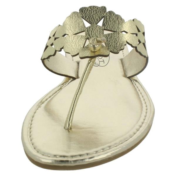 Spot On Ladies Spot On Flat Toe Post Sandal With Flower Design