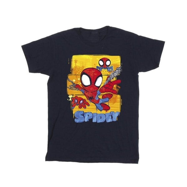 Marvel Boys Spidey And His Amazing Friends Flying T-Shirt - Navy Blue