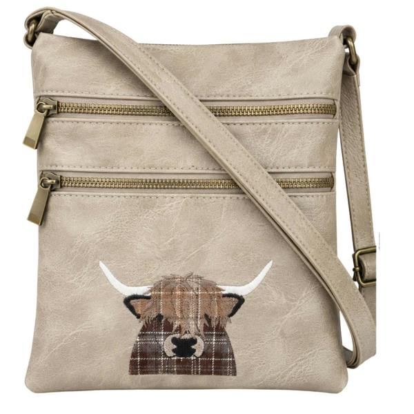 Fores Collection Highland Cow Appliqué Faux Leather Crossbody Bag