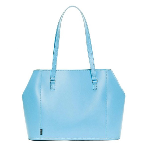 Pastel Baby Blue Leather Tote Bag - Tote - Zatchels