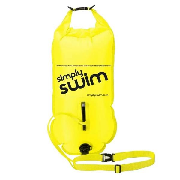 Yellow Simply Swim buoyancy aid with dry bag swim safety buoy