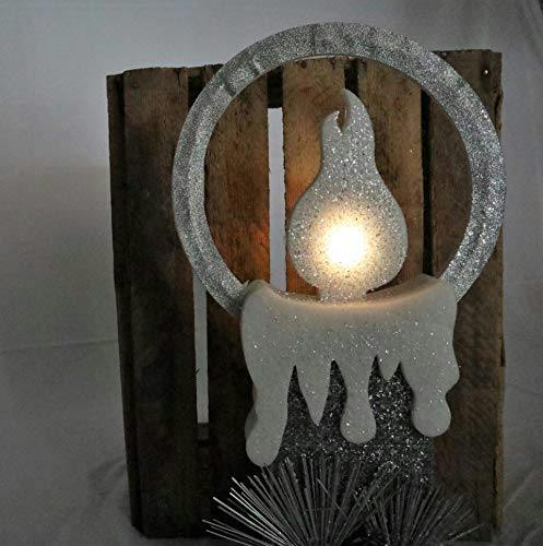41cm Grey Candle Christmas Lantern with Warm LED Light, Battery Powered Indoor Decoration image 3