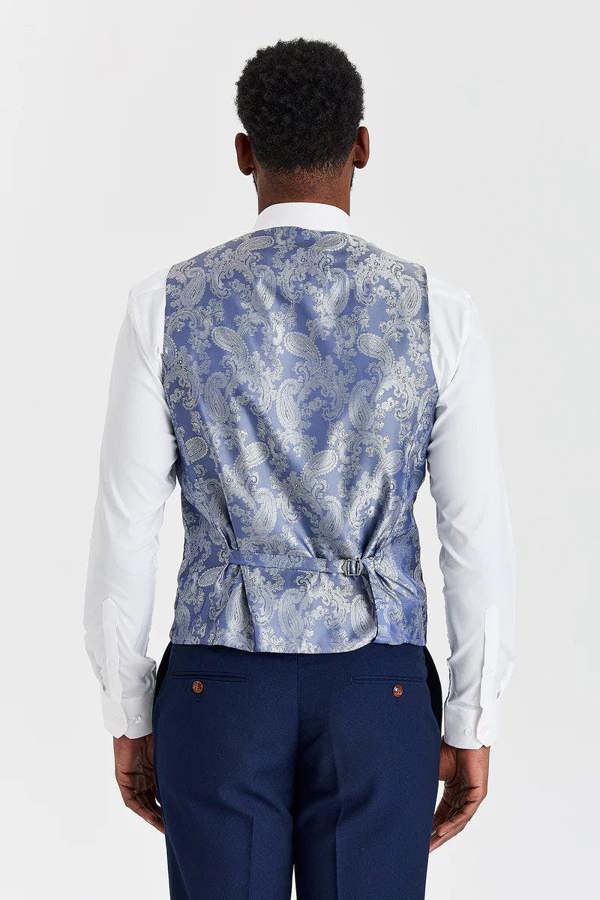 Paul Andrew Mayfair Navy Textured Suit with Harris Navy Tweed Waistcoat