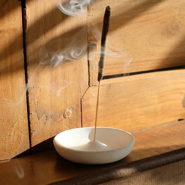 White moon incense holder ceramic handcrafted lifestyle home decor