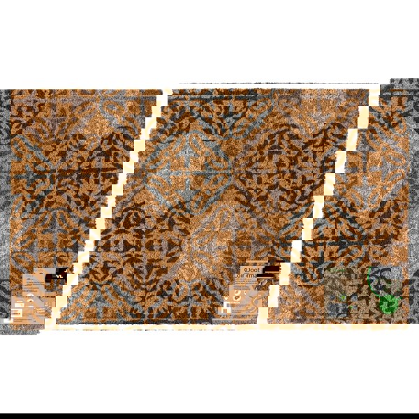 JVL Eco-Friendly Latex Backed Coir Entrance Doormat, 45x75cm - Tiles