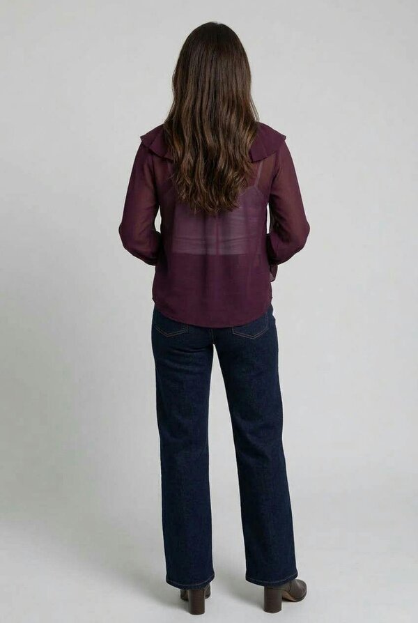 Izabel London Semi Sheer Layered Frill Neck Blouse