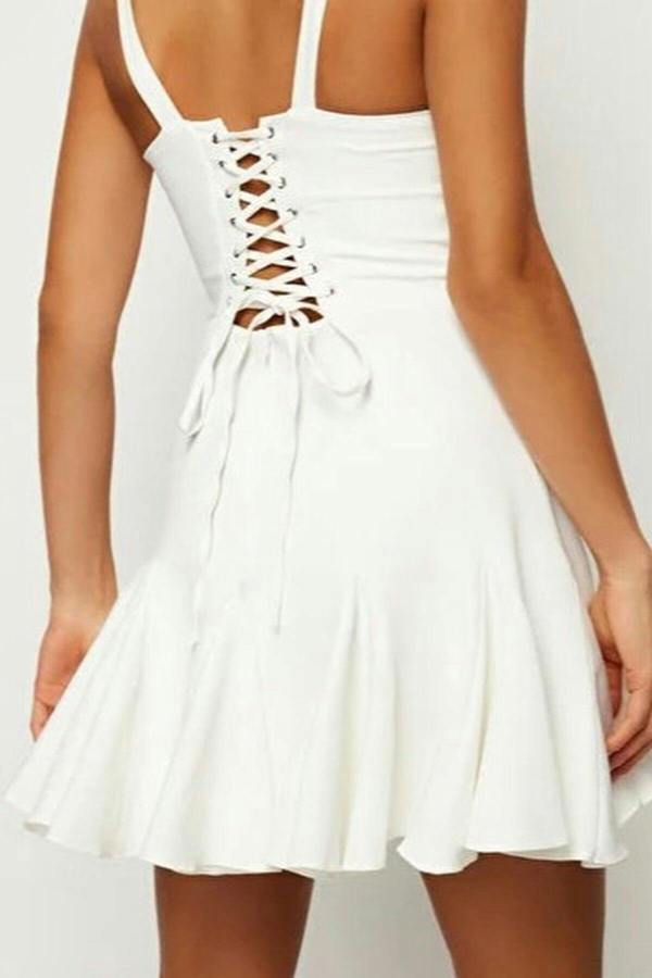 WOVCOR A-Line Lined Short Dress with Corset Detail
