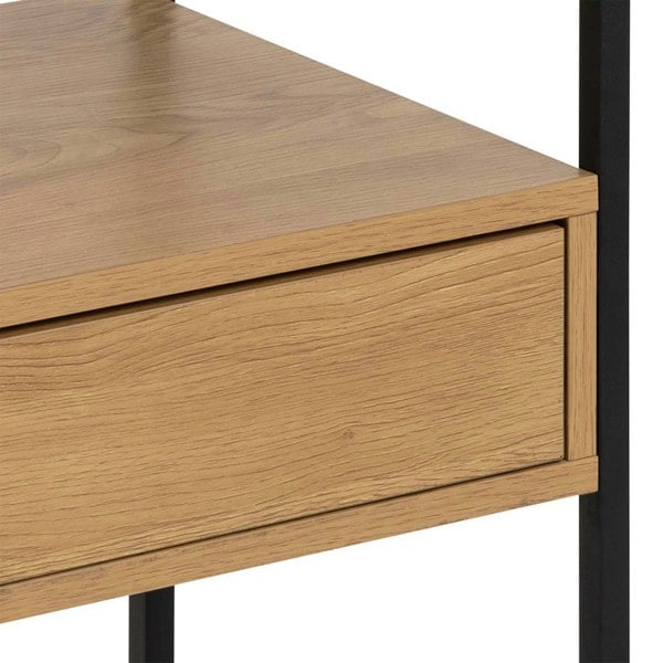 Furniture To Go Randolf Square Bedside Table with 1 Drawer in Black and Oak