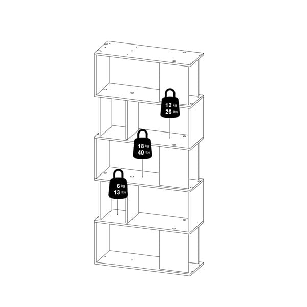 Furniture To Go Maze Open Bookcase 4 Shelves in Jackson Hickory Oak and White