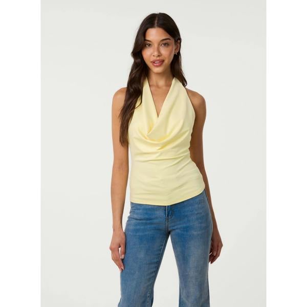 Pink Vanilla Halterneck Cowl Soft Stretch Top