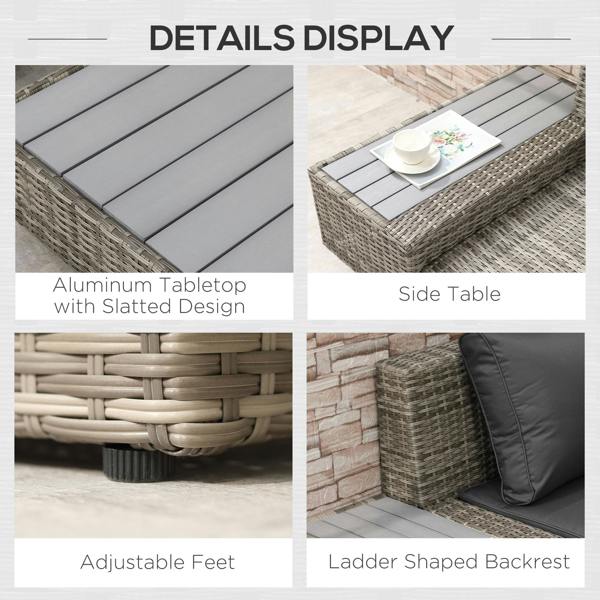Wyld Haus Vaneno Rattan Light Grey 5 Seater Outdoor Corner Sofa And Coffee Table Set With Cushions