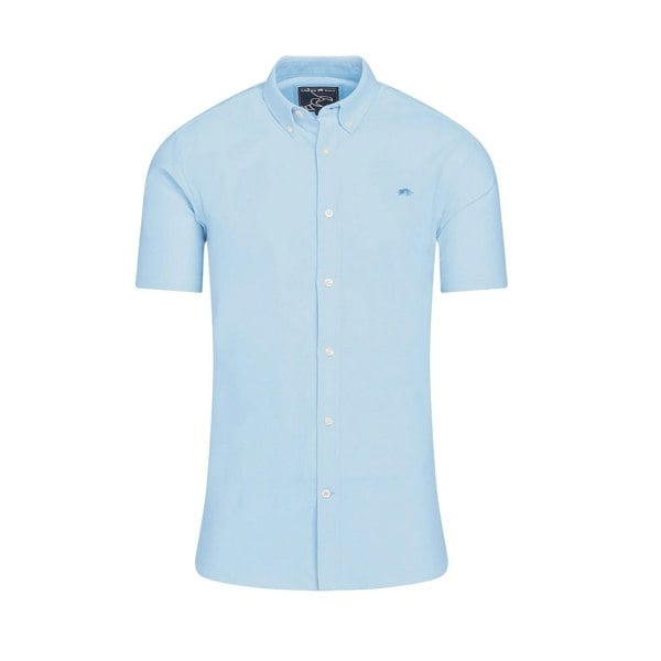 Raging Bull Mens Oxford Lightweight Short-Sleeved Shirt - Sky Blue