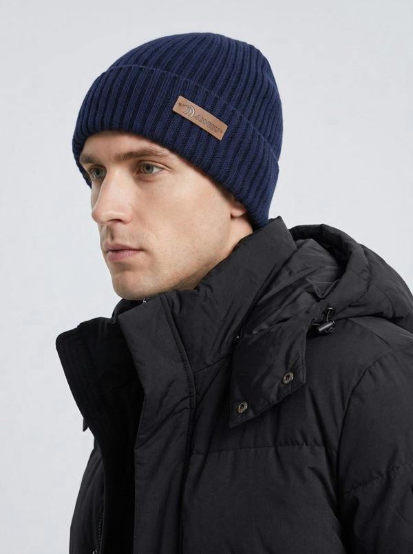 Anniou Man Windproof Knitted Beanie - blue