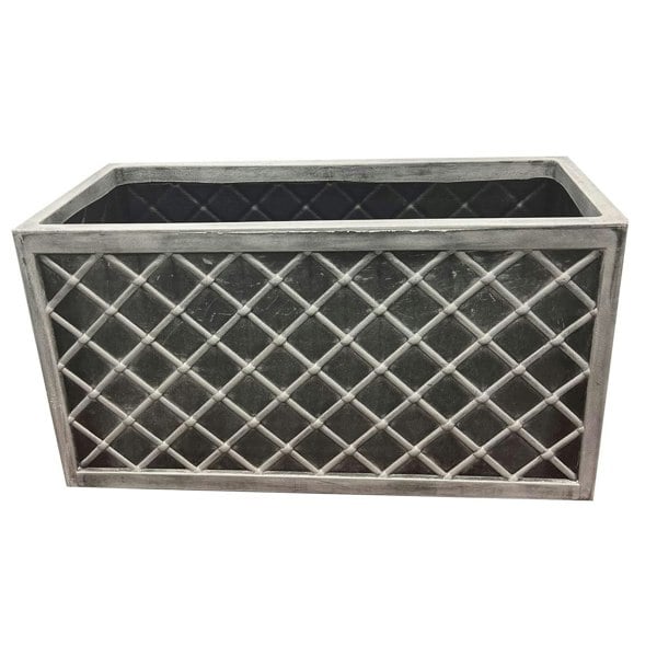 1 x Lazio Trough 70cm Long Rectangular Pewter Grey Plastic Garden Flower Plant Pot