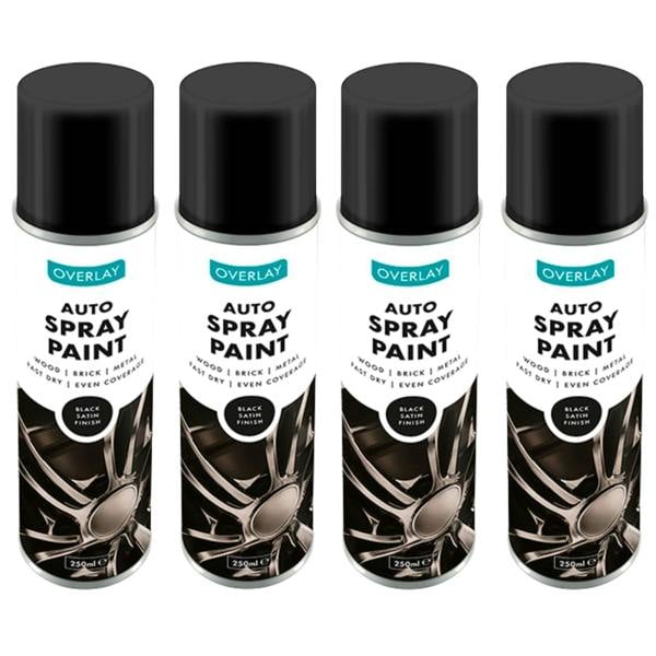 Overlay 4X Overlay Satin Black Auto Professional Spray Paint 250ml