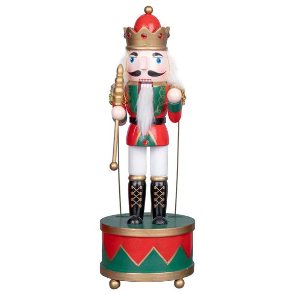 30cm Wooden Musical Nutcracker Soldier Christmas Ornament, Hand Painted Festive Table and Tree Decoration image 6