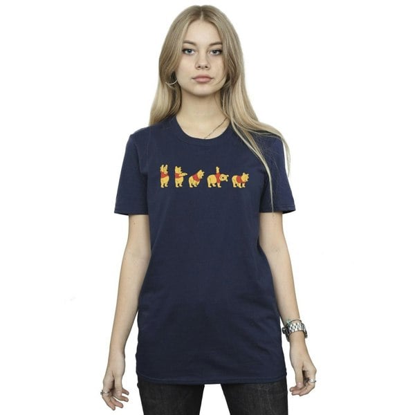 Disney Womens/Ladies Winnie The Pooh Stretching Cotton Boyfriend T-Shirt - Navy Blue