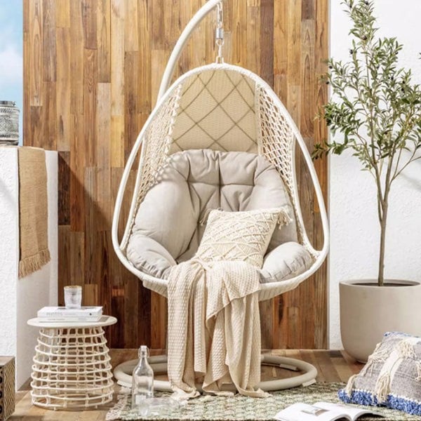 Gregory Rattan Garden Hanging Egg Chair with Stand, Indoor/ Outdoor Use-Rit Concept-Rit Concept