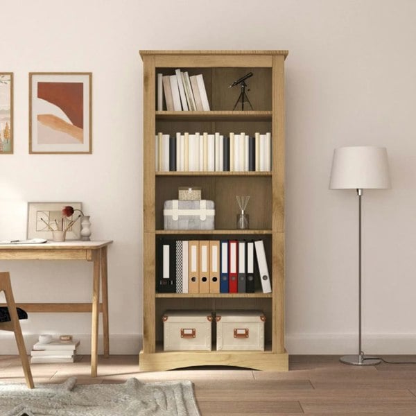 Berkfield 5-Tier Bookcase Mexican Pine Corona Range 81x40x170 cm