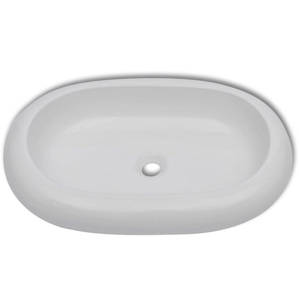 Berkfield Luxury Ceramic Basin Oval-shaped Sink White 63 x 42 cm