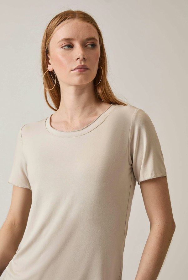 James Lakeland Short Sleeve Beige Top