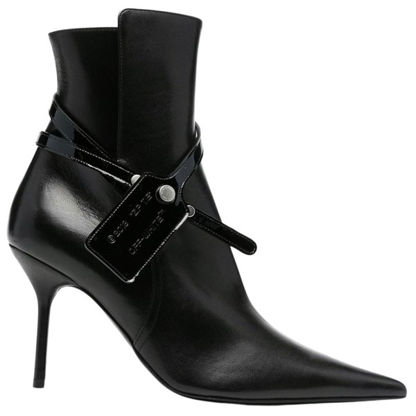 Off-White Nappa Calf Zip Tie Black Ankle Boots UK 3