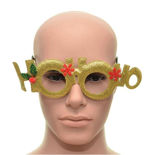 45cm Gold Ho Ho Ho Glitter Christmas Glasses for Parties, Photo Booths and Festive Fancy Dress Props image 2