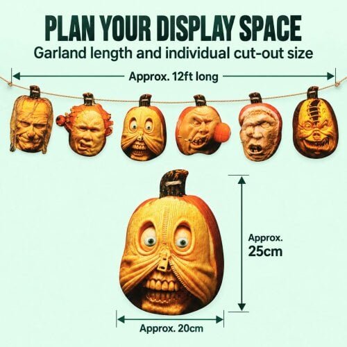 Shatchi 20x25cm Pumpkin Face Banner Halloween Hanging Garland with 6 Cut-Outs