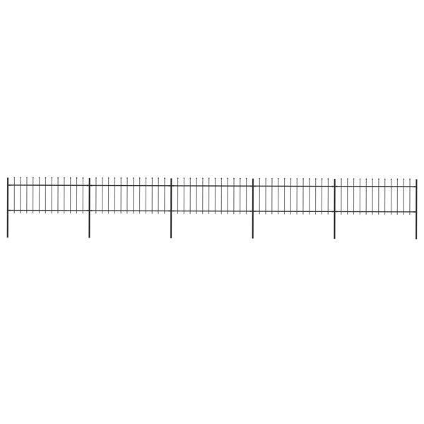 Berkfield Garden Fence with Spear Top Steel 8.5x0.8 m Black