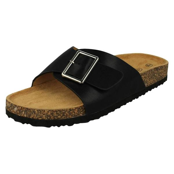 Spot On Ladies Spot On Buckle Detailed Mule Sandals F00413