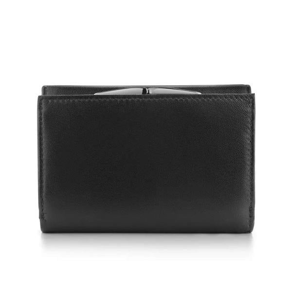 Black leather wallet on a white background