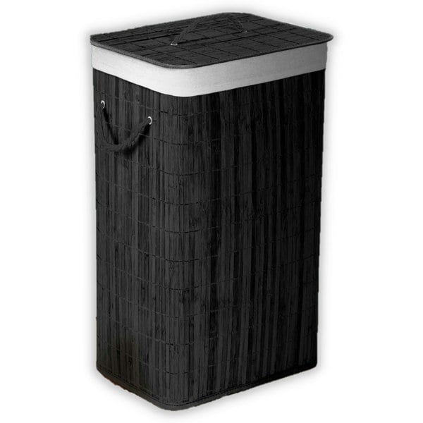 HomeSpace Direct Bamboo Laundry Hamper Basket Oblong Charcoal