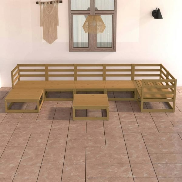 Berkfield 8 Piece Garden Lounge Set Honey Brown Solid Pinewood